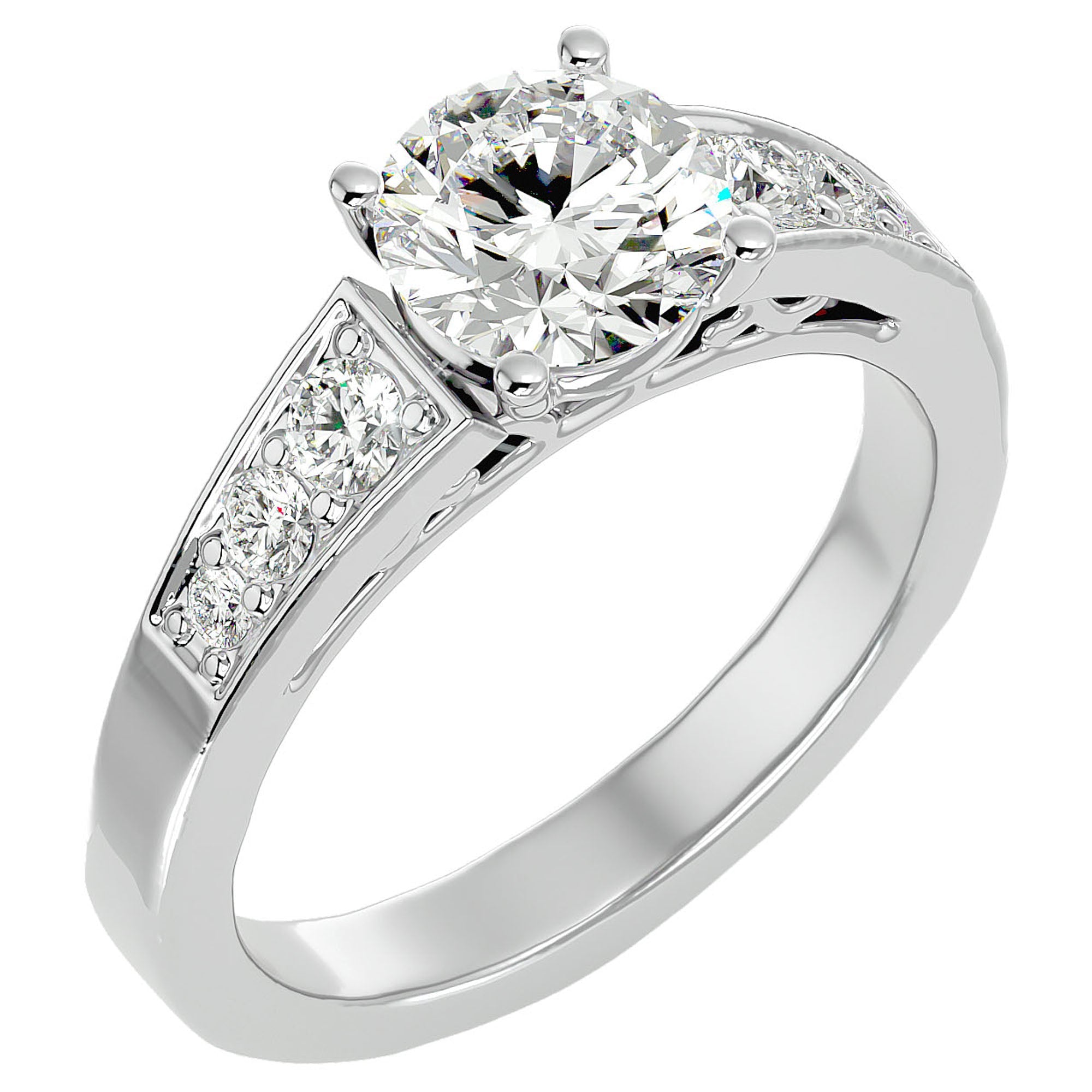 Inel de Logodnă cu Diamante Create în Laborator Tăietură Rotund Brilliant de 1.13 ct din Platina - Castelo.ro