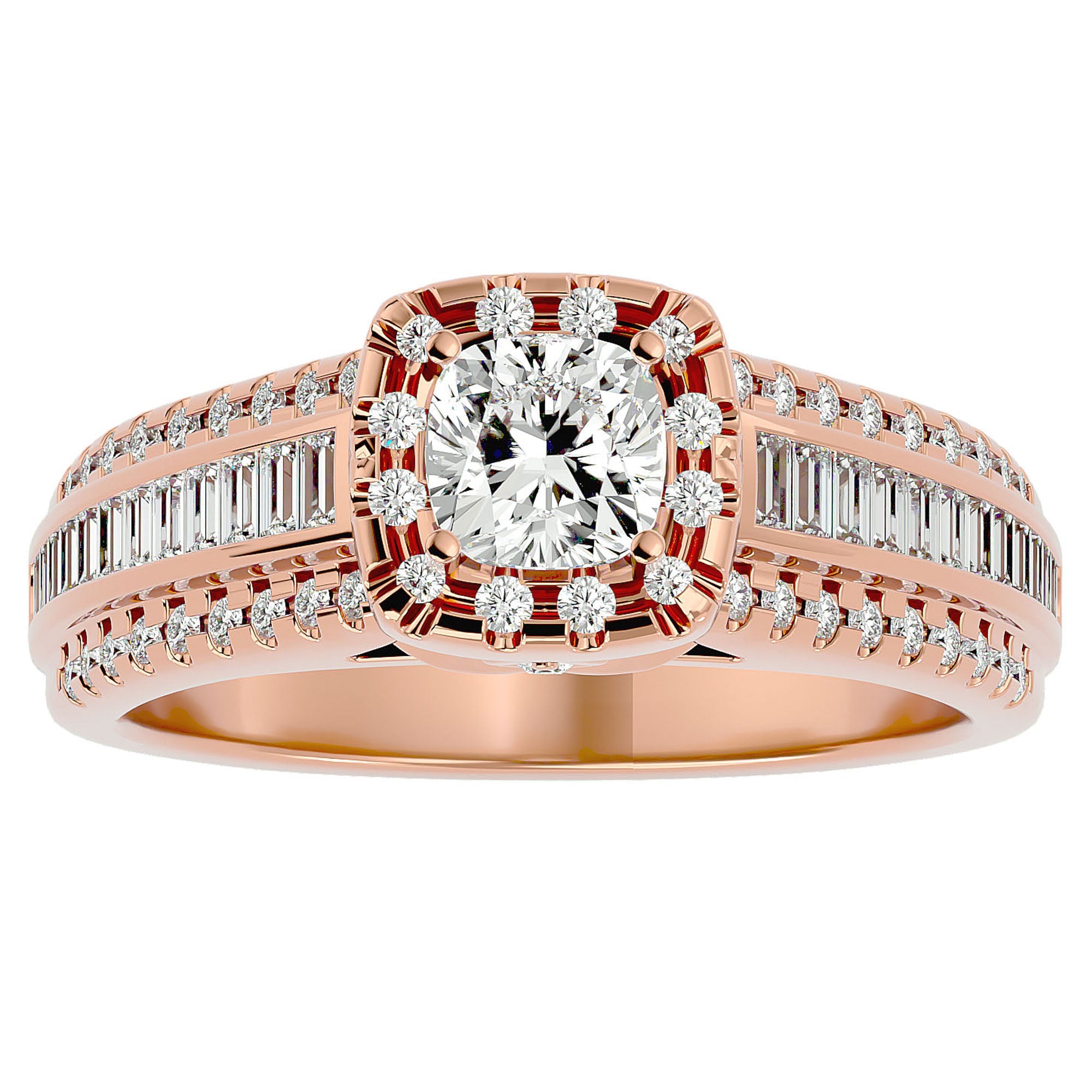 Inel Vintage Pavé cu Diamante Create în Laborator de 1.07 ct din 18k Aur Roz - Castelo.ro