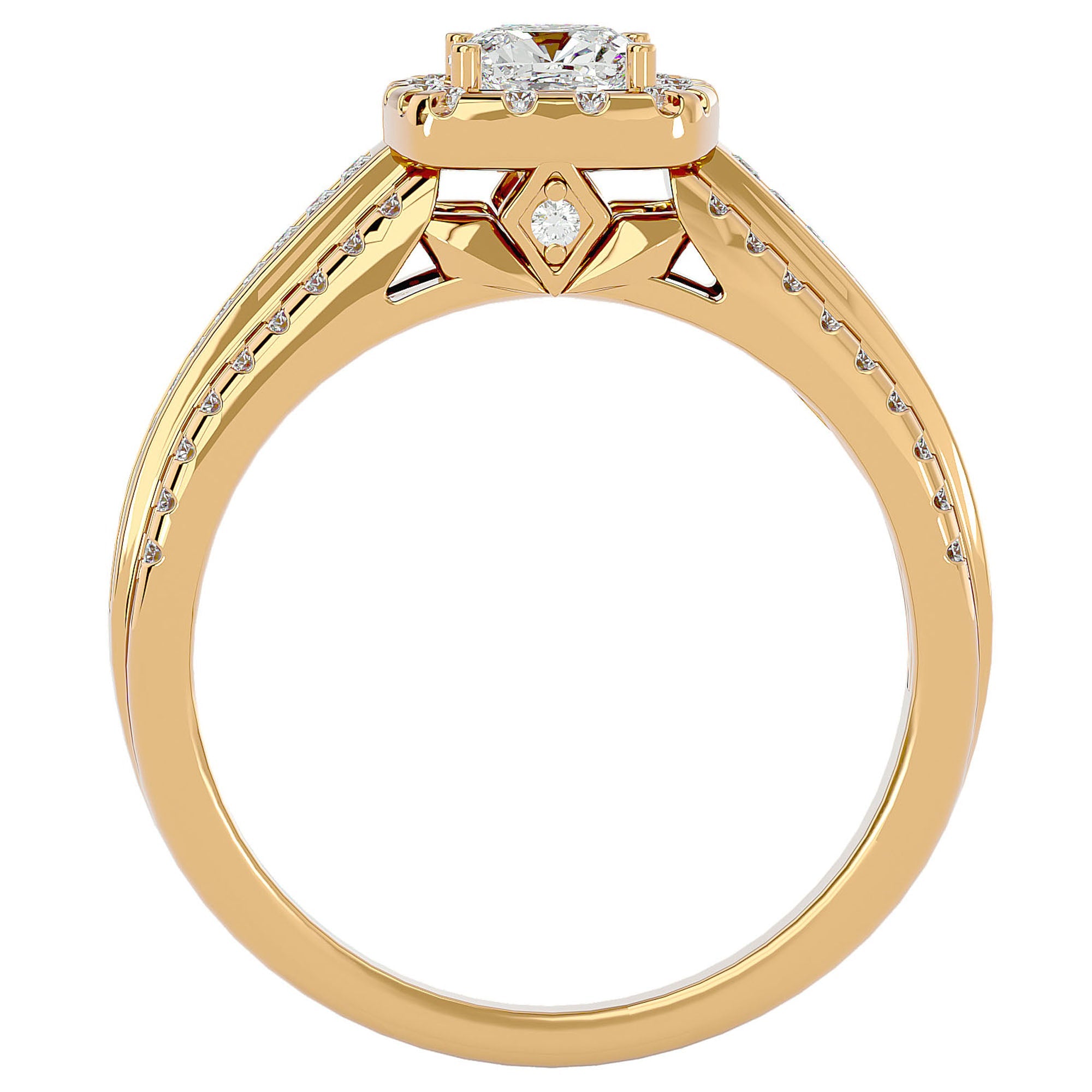Inel Vintage Pavé cu Diamante Create în Laborator de 1.07 ct din 18k Aur Galben - Castelo.ro