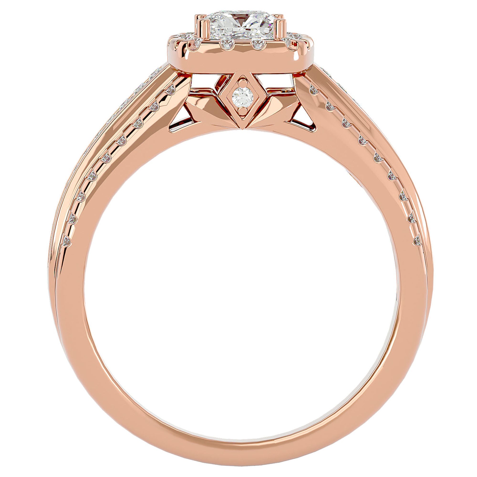 Inel Vintage Pavé cu Diamante Create în Laborator de 1.07 ct din 18k Aur Roz - Castelo.ro