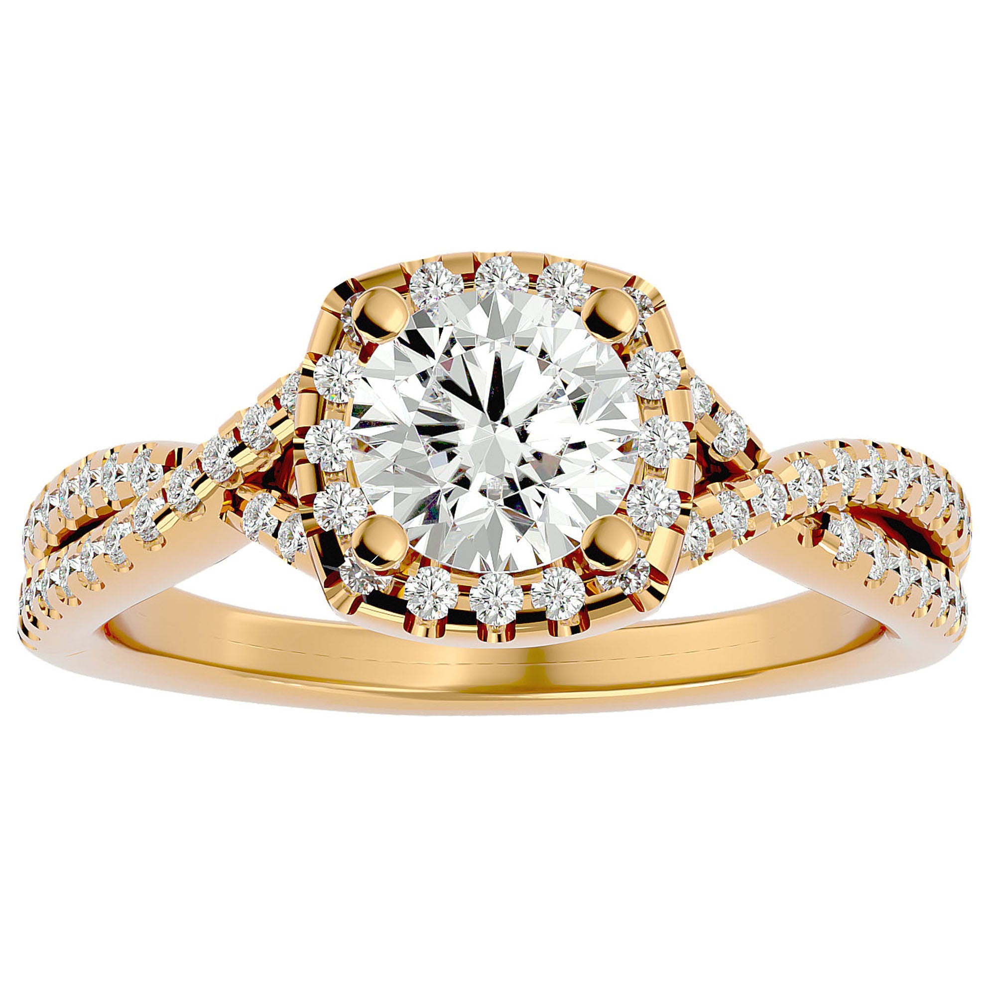 Inel de Logodnă Positano Pavé din Aur 14k cu Diamante Naturale de 1.35 ct din 14k Aur Galben - Castelo.ro