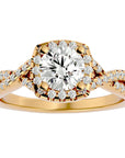 Inel de Logodnă Positano Pavé cu Diamante Create în Laborator de 1.35 ct din 18k Aur Galben - Castelo.ro