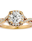 Inel de Logodnă Positano Pavé cu Diamante Create în Laborator de 1.35 ct din 18k Aur Galben - Castelo.ro