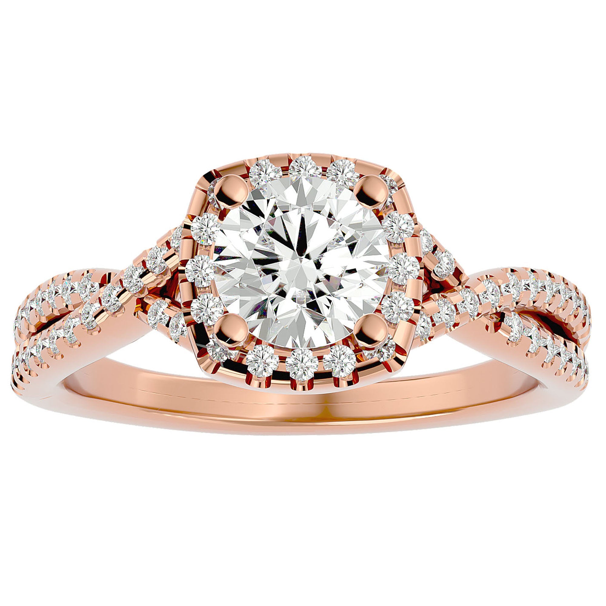 Inel de Logodnă Positano Pavé cu Moissanite de 1.35 ct din 18k Aur Roz - Castelo.ro