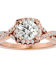 Inel de Logodnă Positano Pavé din Aur 14k cu Diamante Naturale de 1.35 ct din 14k Aur Roz - Castelo.ro