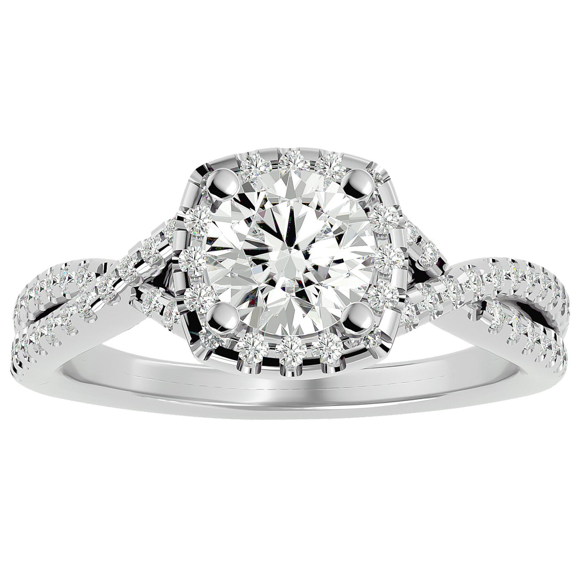 Inel de Logodnă Positano Pavé din Aur 14k cu Diamante Naturale de 1.35 ct din 14k Aur Alb - Castelo.ro
