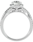 Inel de Logodnă Positano Pavé din Aur 14k cu Moissanite de 1.35 ct din 14k Aur Alb - Castelo.ro