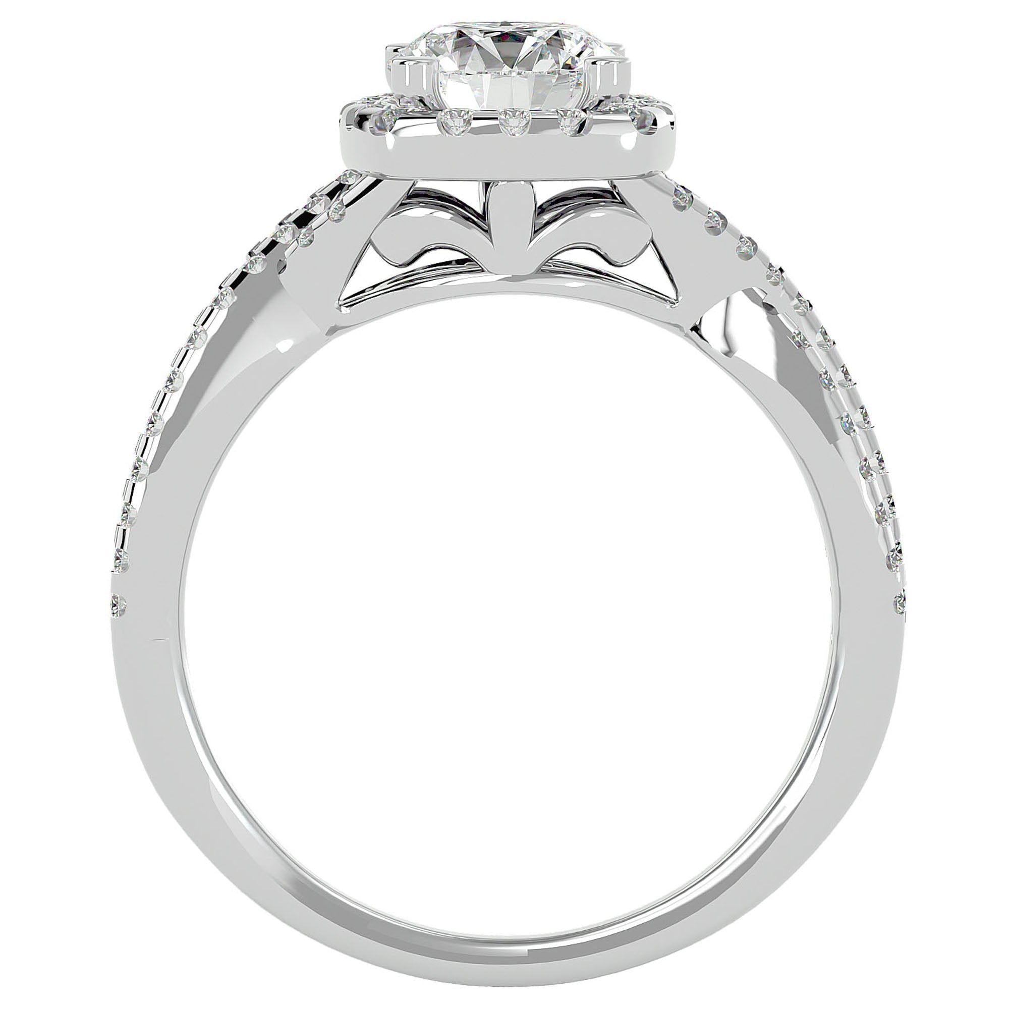 Inel de Logodnă Positano Pavé din Aur 14k cu Diamante Naturale de 1.35 ct din 14k Aur Alb - Castelo.ro