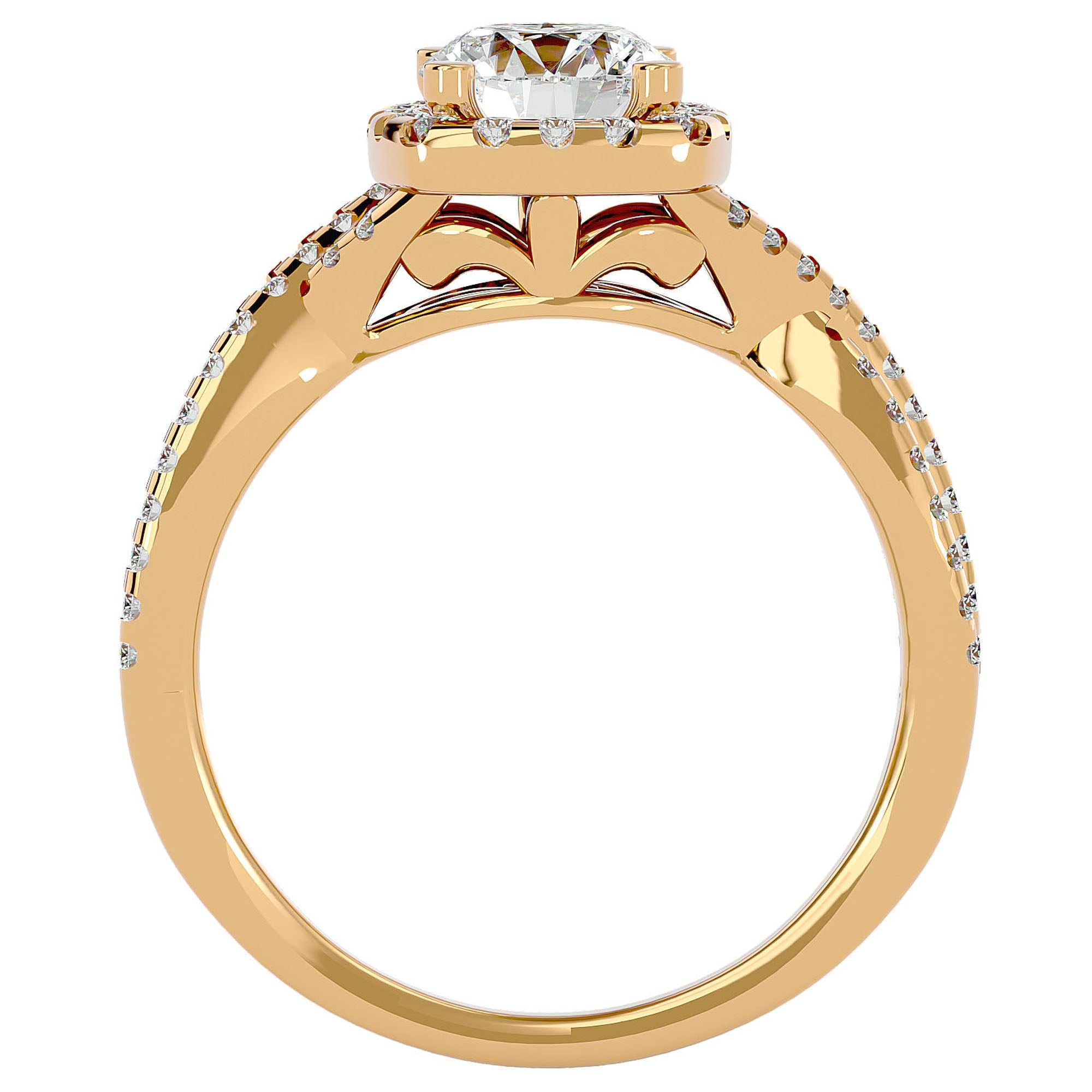Inel de Logodnă Positano Pavé din Aur 14k cu Diamante Naturale de 1.35 ct din 14k Aur Galben - Castelo.ro