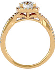 Inel de Logodnă Positano Pavé din Aur 14k cu Moissanite de 1.35 ct din 14k Aur Galben - Castelo.ro