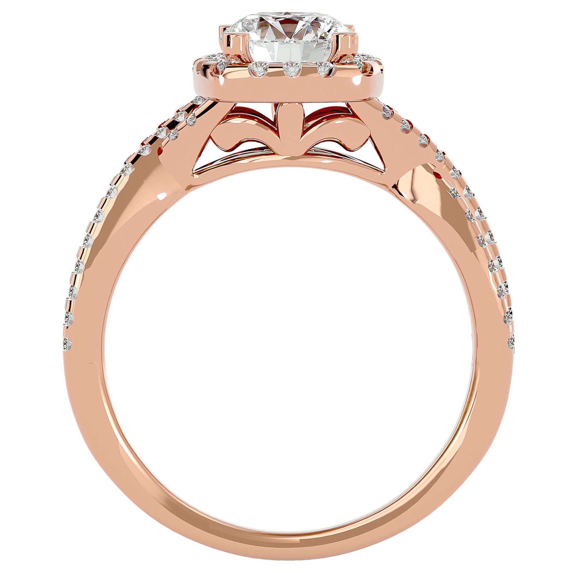 Inel de Logodnă Positano Pavé cu Moissanite de 1.35 ct din 18k Aur Roz - Castelo.ro