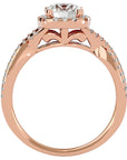 Inel de Logodnă Positano Pavé din Aur 14k cu Moissanite de 1.35 ct din 14k Aur Roz - Castelo.ro