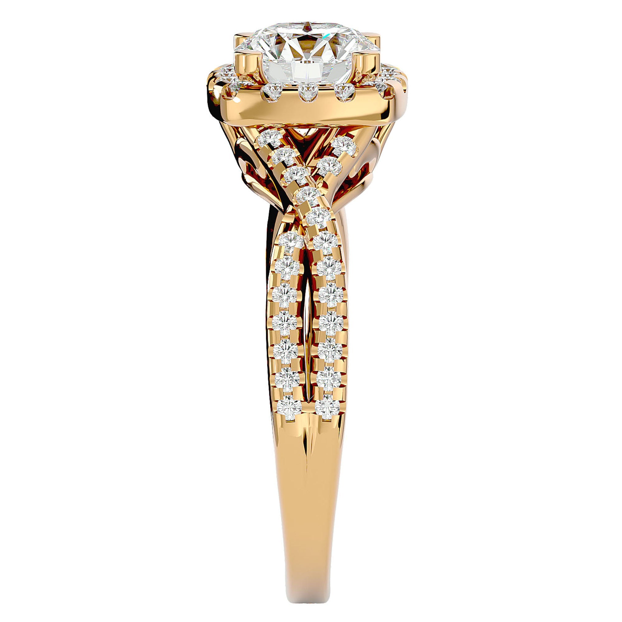 Inel de Logodnă Positano Pavé din Aur 14k cu Diamante Naturale de 1.35 ct din 14k Aur Galben - Castelo.ro