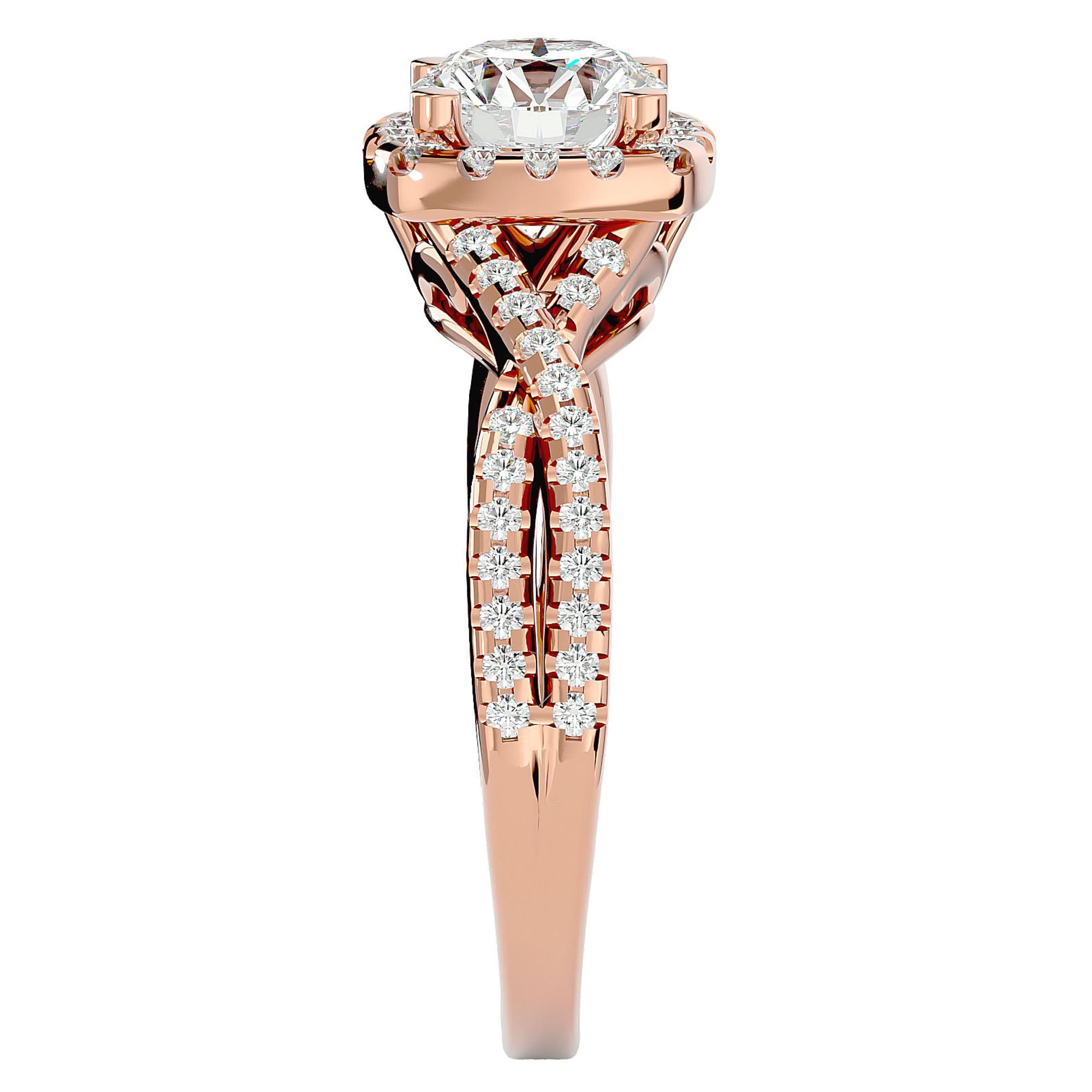 Inel de Logodnă Positano Pavé cu Moissanite de 1.35 ct din 18k Aur Roz - Castelo.ro
