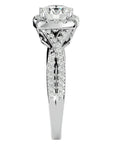Inel de Logodnă Positano Pavé din Aur 14k cu Moissanite de 1.35 ct din 14k Aur Alb - Castelo.ro