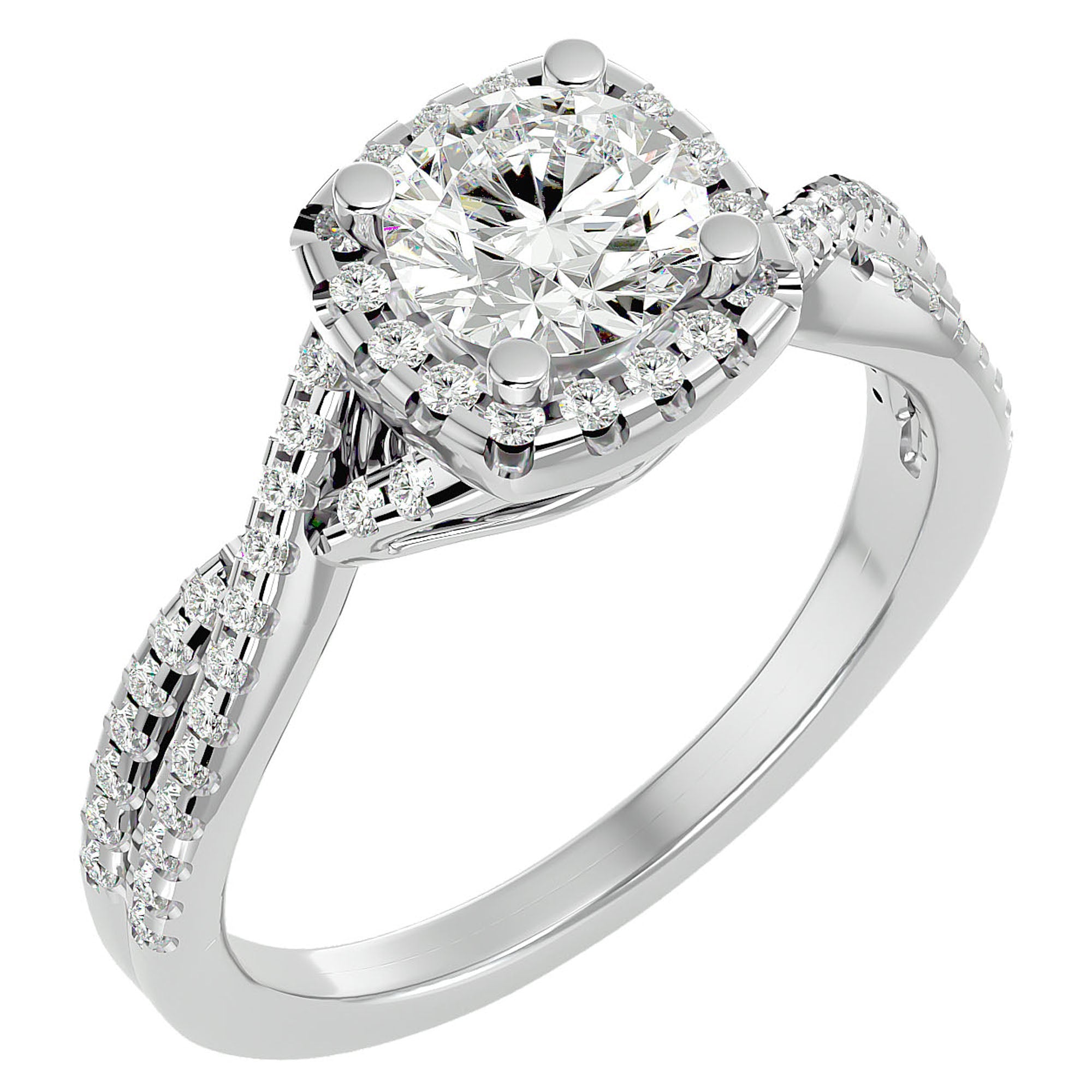 Inel de Logodnă Positano Pavé cu Moissanite de 1.35 ct din Platina - Castelo.ro