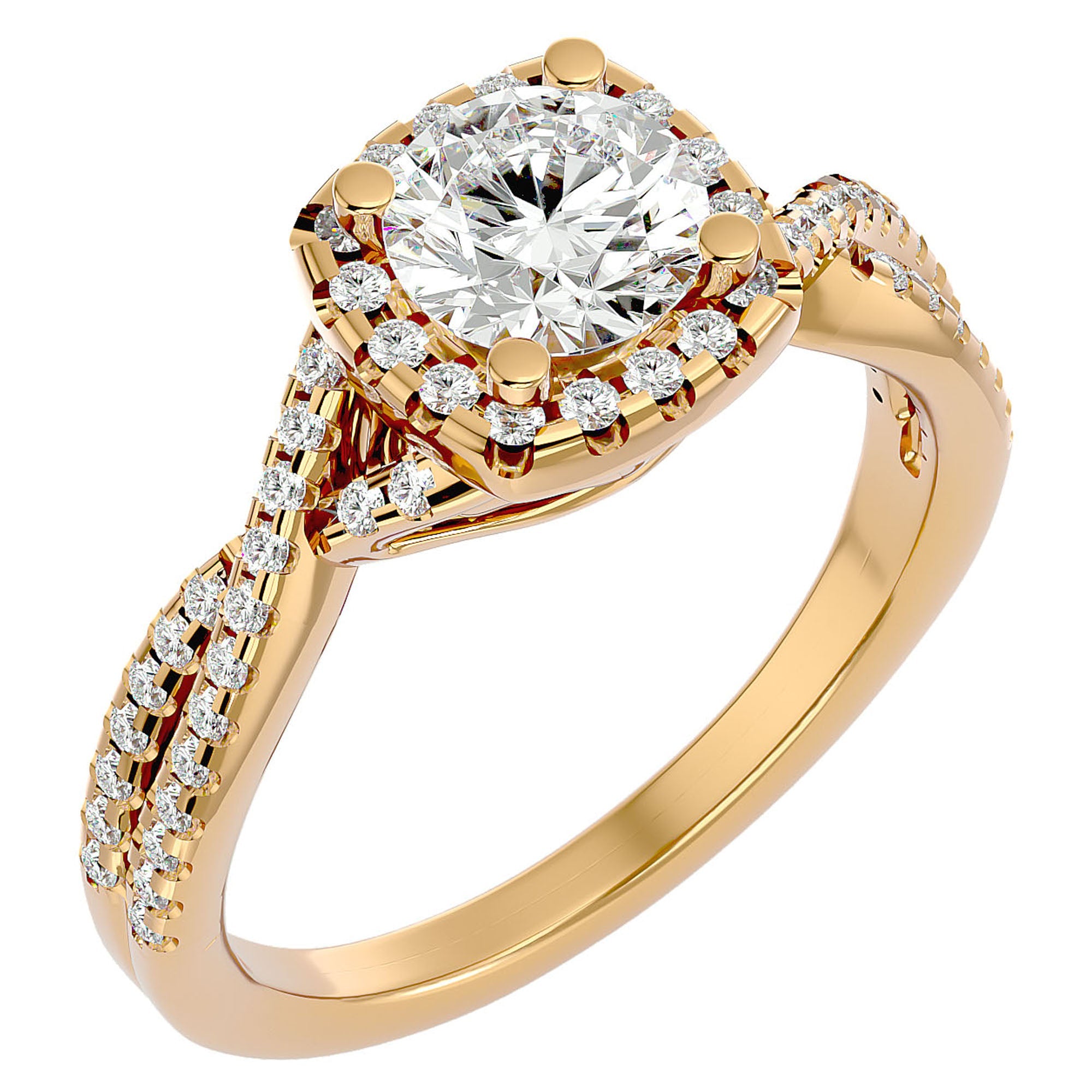 Inel de Logodnă Positano Pavé cu Moissanite de 1.35 ct din 18k Aur Galben - Castelo.ro