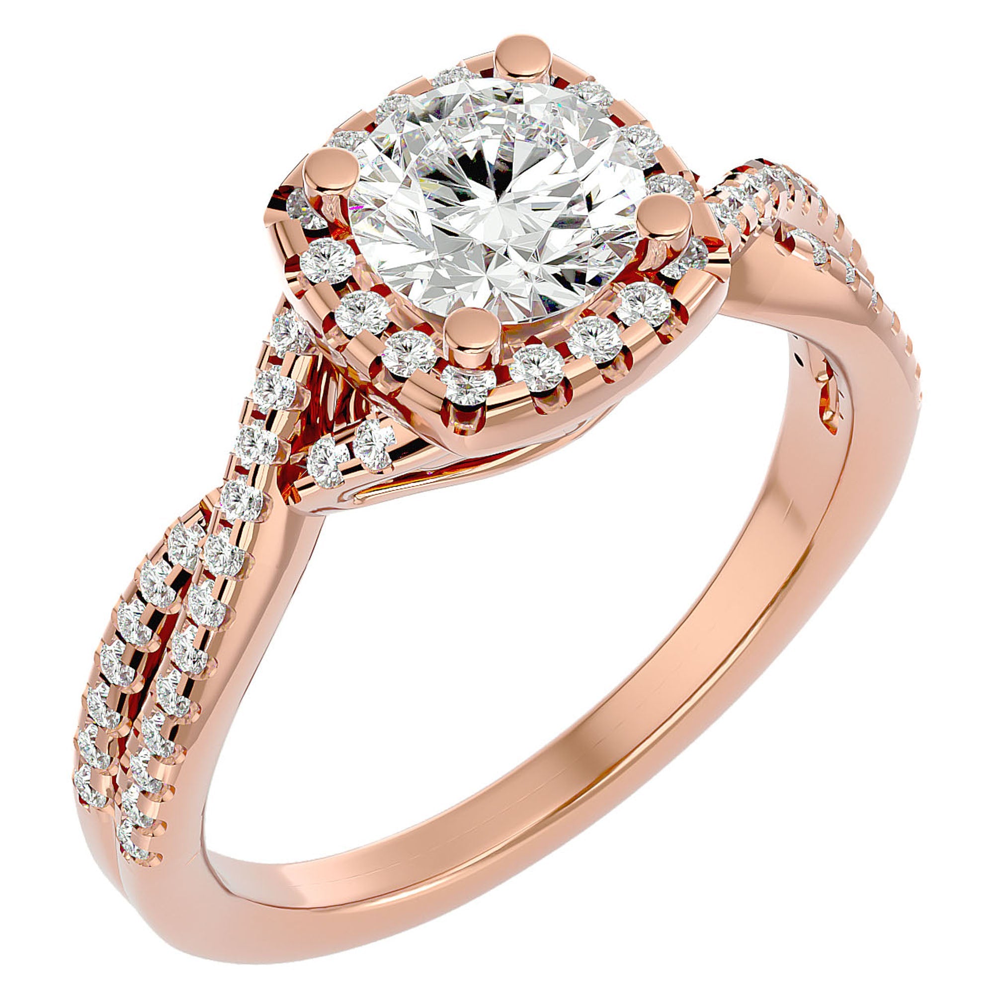 Inel de Logodnă Positano Pavé cu Diamante Create în Laborator de 1.35 ct din 18k Aur Roz - Castelo.ro