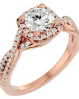 Inel de Logodnă Positano Pavé din Aur 14k cu Diamante Naturale de 1.35 ct din 14k Aur Roz - Castelo.ro