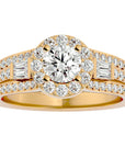 Inel de Logodnă Retro Pavé Halo din Aur 14k cu Diamante Naturale de 1.49 ct din 14k Aur Galben - Castelo.ro