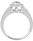 Inel de Logodnă Retro Pavé Halo din Aur 14k cu Moissanite de 1.49 ct din 14k Aur Alb - Castelo.ro