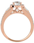 Inel de Logodnă Retro Pavé Halo cu Diamante Create în Laborator de 1.49 ct din 18k Aur Roz - Castelo.ro