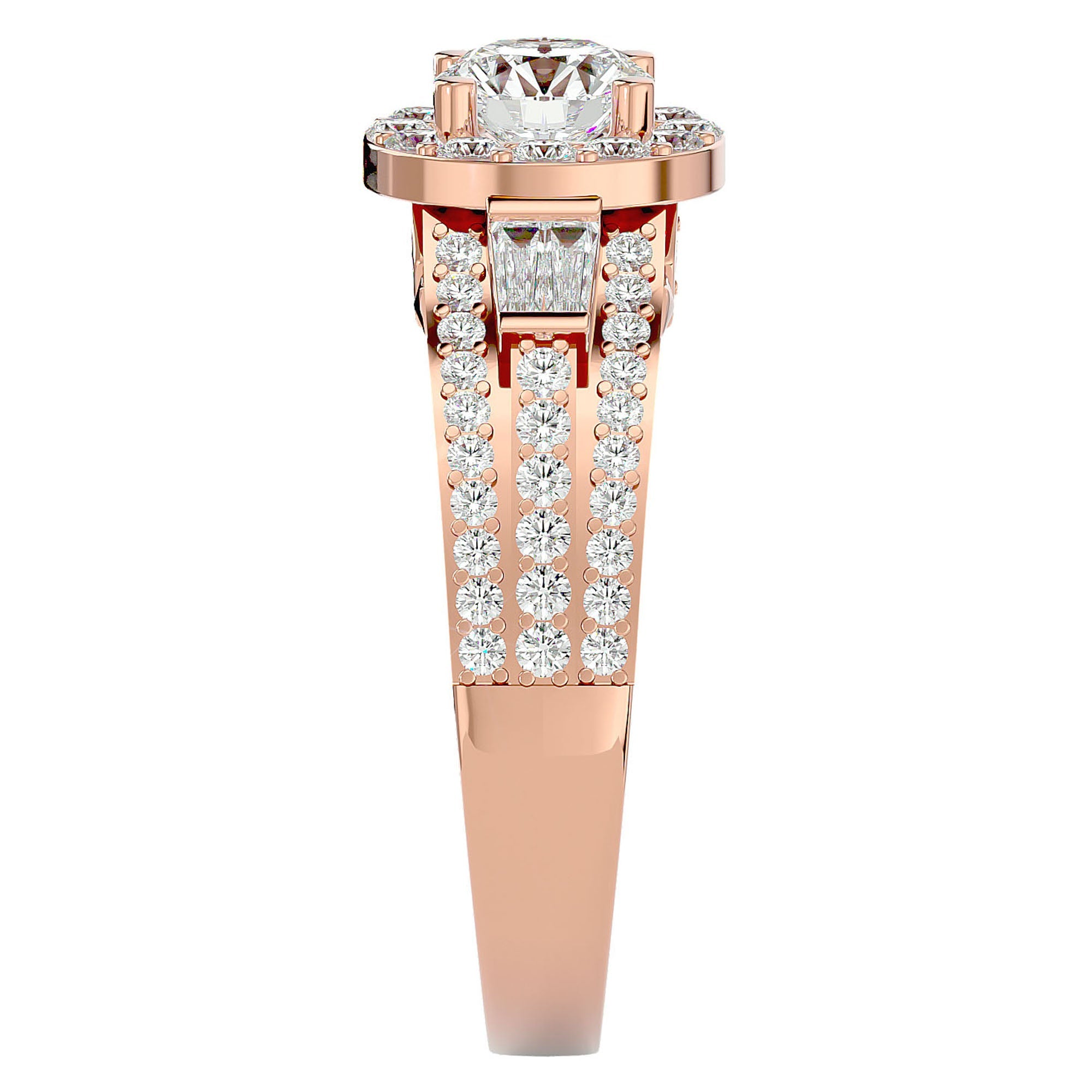 Inel de Logodnă Retro Pavé Halo din Aur 14k cu Moissanite de 1.49 ct din 14k Aur Roz - Castelo.ro