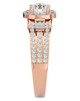 Inel de Logodnă Retro Pavé Halo din Aur 14k cu Moissanite de 1.49 ct din 14k Aur Roz - Castelo.ro