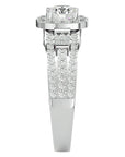Inel de Logodnă Retro Pavé Halo din Aur 14k cu Diamante Naturale de 1.49 ct din 14k Aur Alb - Castelo.ro