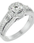 Inel de Logodnă Retro Pavé Halo din Aur 14k cu Moissanite de 1.49 ct din 14k Aur Alb - Castelo.ro