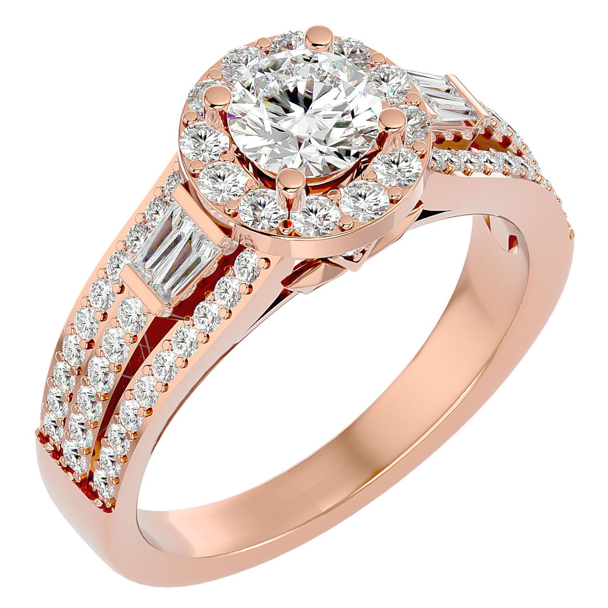 Inel de Logodnă Retro Pavé Halo din Aur 14k cu Moissanite de 1.49 ct din 14k Aur Roz - Castelo.ro
