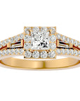Inel Vintage Pavé Princess cu Moissanite de 0.96 ct din 18k Aur Galben - Castelo.ro