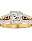 Inel Vintage Pavé Princess din Aur 14k cu Diamante Naturale de 0.96 ct din 14k Aur Galben - Castelo.ro