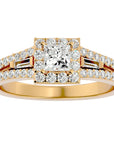 Inel Vintage Pavé Princess cu Diamante Naturale de 0.96 ct din 18k Aur Galben - Castelo.ro