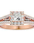 Inel Vintage Pavé Princess cu Moissanite de 0.96 ct din 18k Aur Roz - Castelo.ro