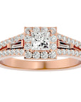 Inel Vintage Pavé Princess din Aur 14k cu Diamante Naturale de 0.96 ct din 14k Aur Roz - Castelo.ro