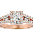 Inel Vintage Pavé Princess cu Diamante Naturale de 0.96 ct din 18k Aur Roz - Castelo.ro