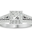 Inel Vintage Pavé Princess din Aur 14k cu Diamante Naturale de 0.96 ct din 14k Aur Alb - Castelo.ro