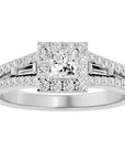 Inel Vintage Pavé Princess cu Moissanite de 0.96 ct din Platina - Castelo.ro