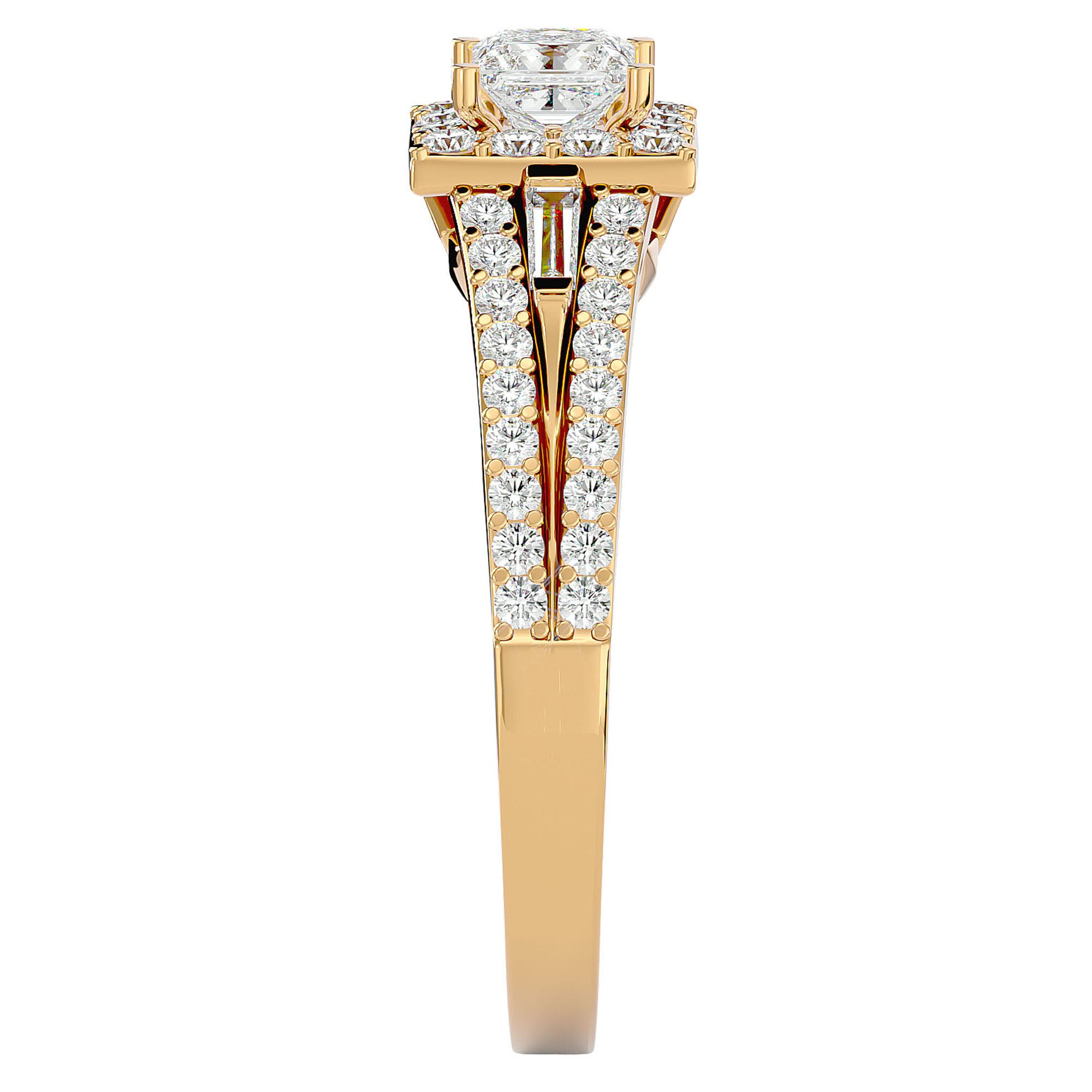 Inel Vintage Pavé Princess cu Moissanite de 0.96 ct din 18k Aur Galben - Castelo.ro