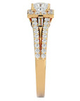 Inel Vintage Pavé Princess cu Diamante Create în Laborator de 0.96 ct din 18k Aur Galben - Castelo.ro