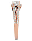Inel Vintage Pavé Princess cu Diamante Naturale de 0.96 ct din 18k Aur Roz - Castelo.ro