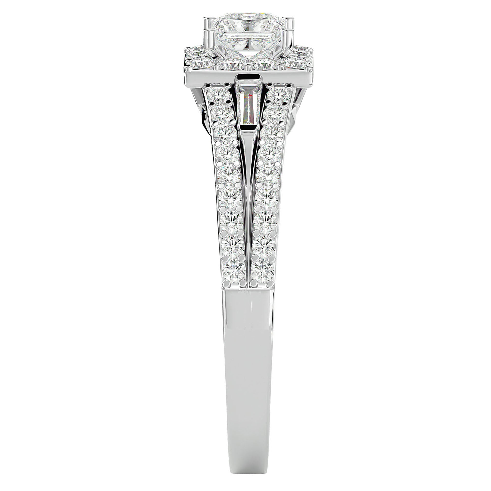 Inel Vintage Pavé Princess din Aur 14k cu Diamante Naturale de 0.96 ct din 14k Aur Alb - Castelo.ro