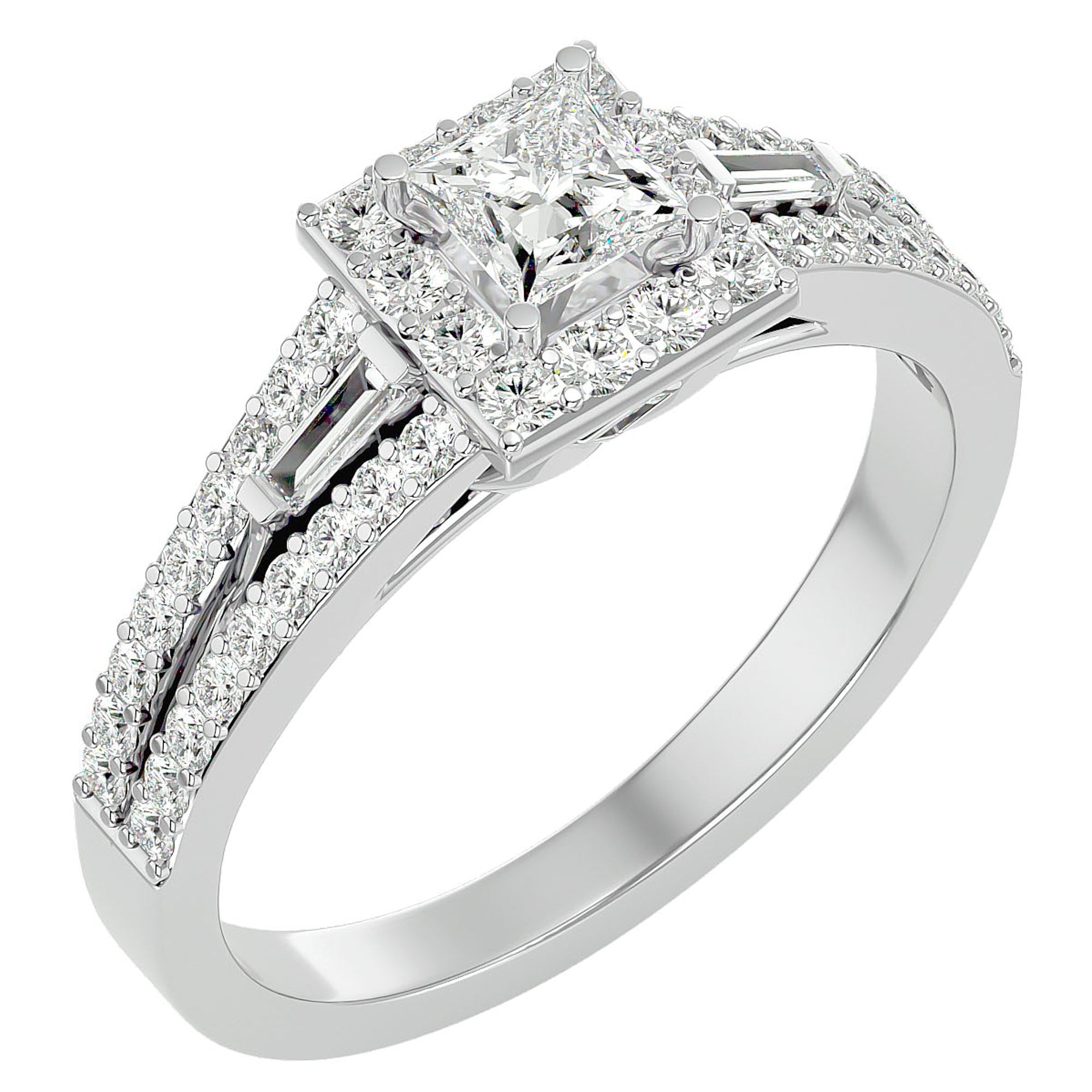 Inel Vintage Pavé Princess cu Diamante Create în Laborator de 0.96 ct din Platina - Castelo.ro