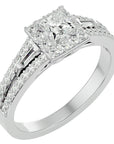 Inel Vintage Pavé Princess cu Moissanite de 0.96 ct din Platina - Castelo.ro