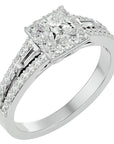 Inel Vintage Pavé Princess din Aur 14k cu Diamante Naturale de 0.96 ct din 14k Aur Alb - Castelo.ro