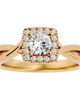 Inel de Logodnă Vintage Halo din Aur 14k cu Diamante Naturale de 0.87 ct din 14k Aur Galben - Castelo.ro