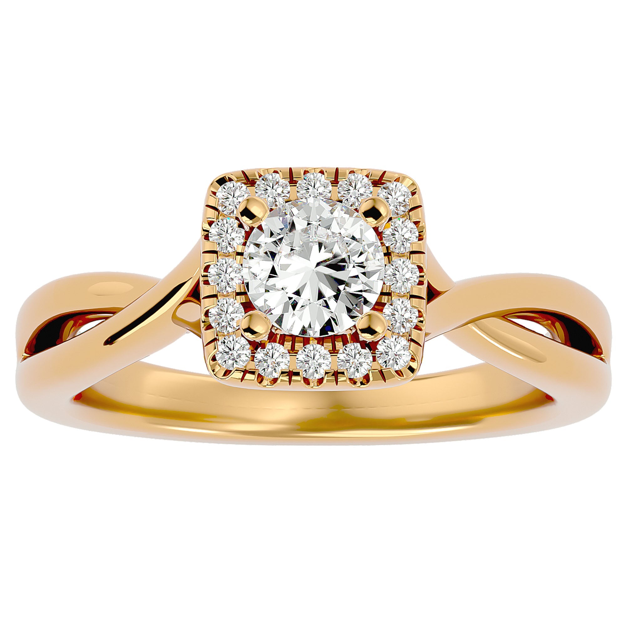 Inel de Logodnă Vintage Halo cu Diamante Create în Laborator de 0.87 ct din 18k Aur Galben - Castelo.ro