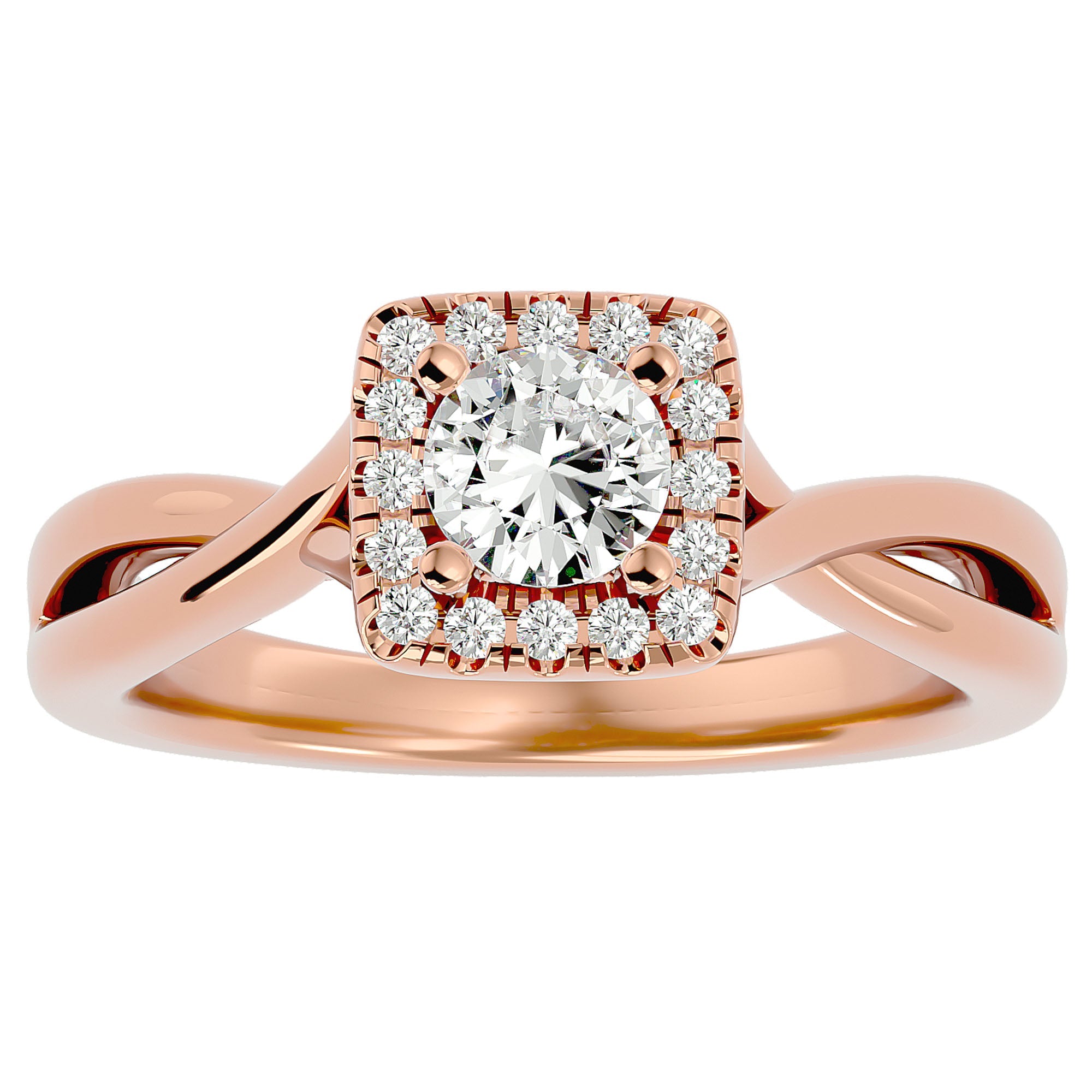 Inel de Logodnă Vintage Halo cu Diamante Create în Laborator de 0.87 ct din 18k Aur Roz - Castelo.ro