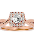Inel de Logodnă Vintage Halo cu Diamante Create în Laborator de 0.87 ct din 18k Aur Roz - Castelo.ro